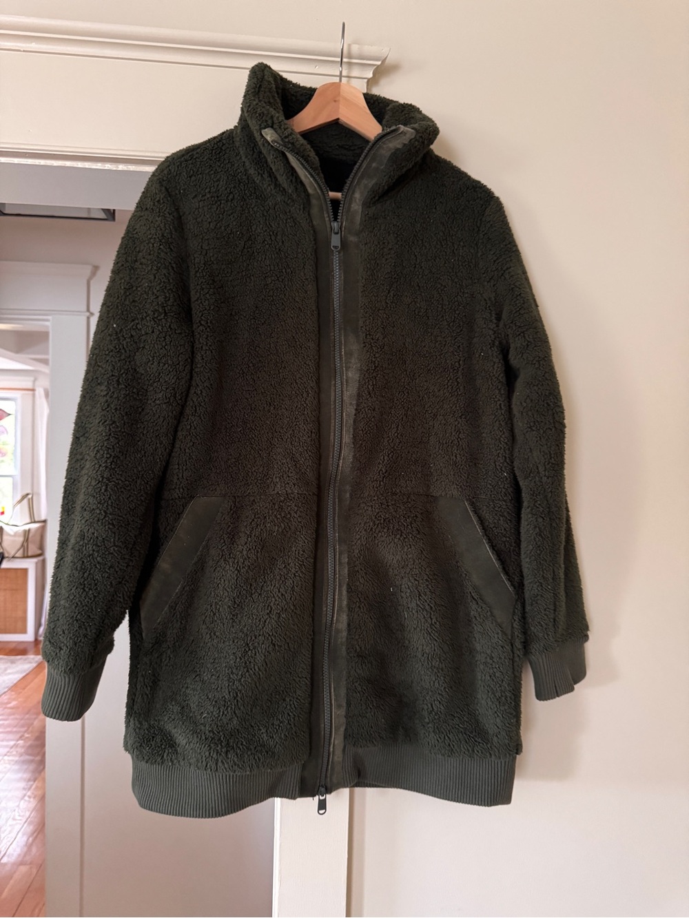 Dark Green Sherpa Zip-Up Jacket Athleta